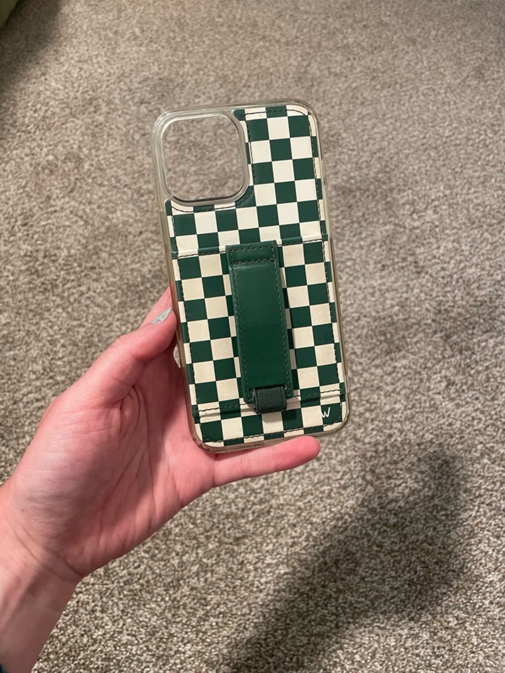 Walli Green & White Checkered Phone Case for iPhone 13 Pro Max
